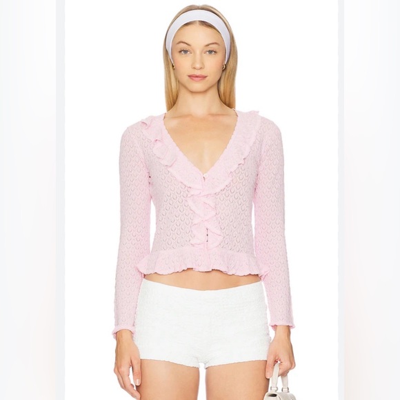 LoveShackFancy Sweaters - LoveShackFancy Nilah Cardigan, Lotus Petal
